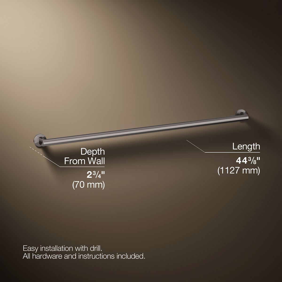 3/4 view of product with dimensions