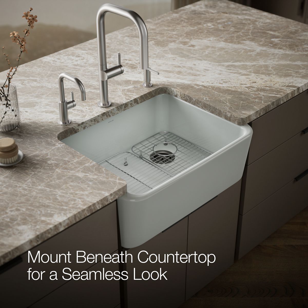 KOHLER Ironridge 28" undermount single-bowl farmhouse kitchen sink