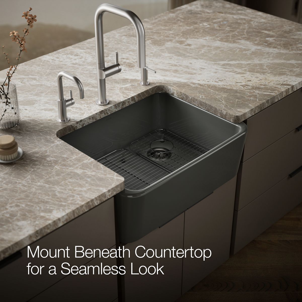 KOHLER Ironridge 28" undermount single-bowl farmhouse kitchen sink