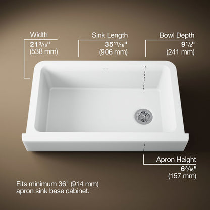 KOHLER K-25784 Cairn Undermount single-bowl farmhouse kitchen sink