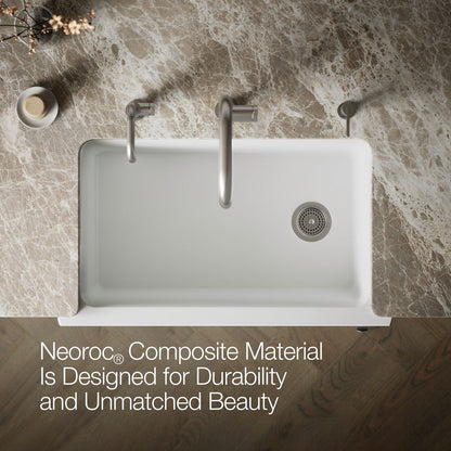 KOHLER K-25788 Cairn 34" undermount single-bowl farmhouse kitchen sink with fluted design