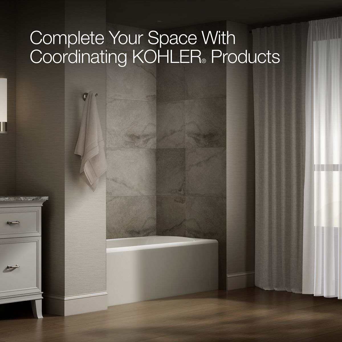 KOHLER K-25831-LA Avec 60" x 32" alcove bath, left drain