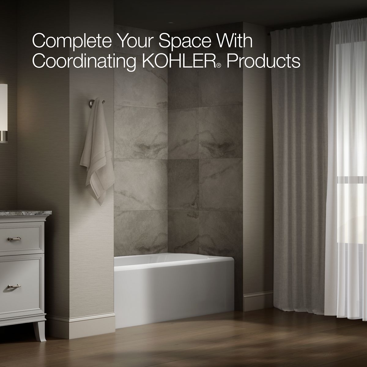 KOHLER K-25831-LA Avec 60" x 32" alcove bath, left drain