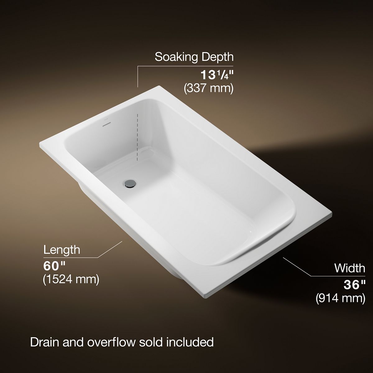 KOHLER K-25832 Avec 60" x 36" drop-in bath