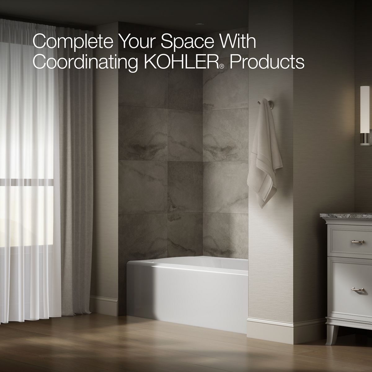 KOHLER K-25832-RA Avec 60" x 36" alcove bath, right drain