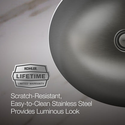 KOHLER Bachata 20" oval drop-in/undermount bathroom sink, no overflow