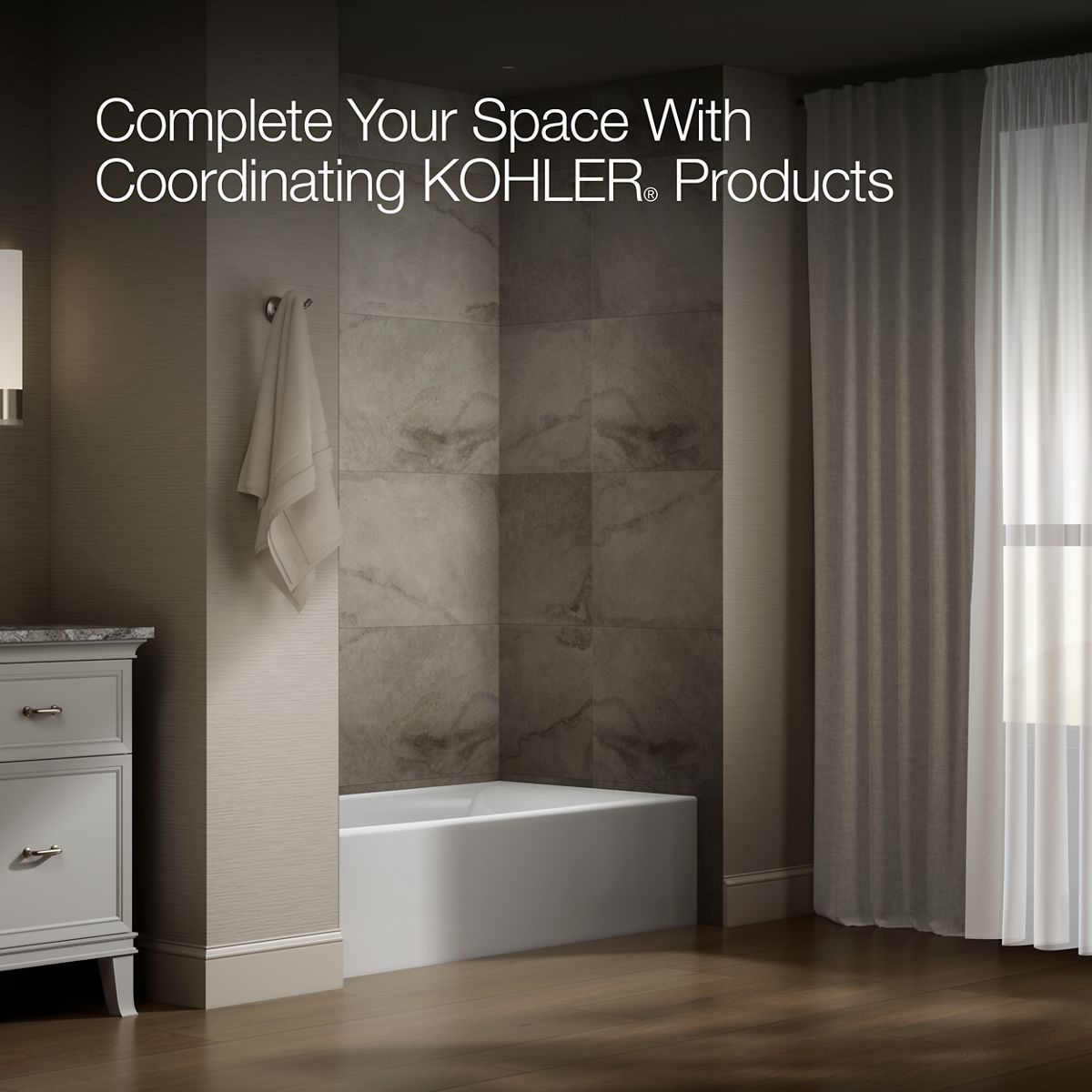 KOHLER K-26108-LA Entity 60" x 32" alcove bath with left drain