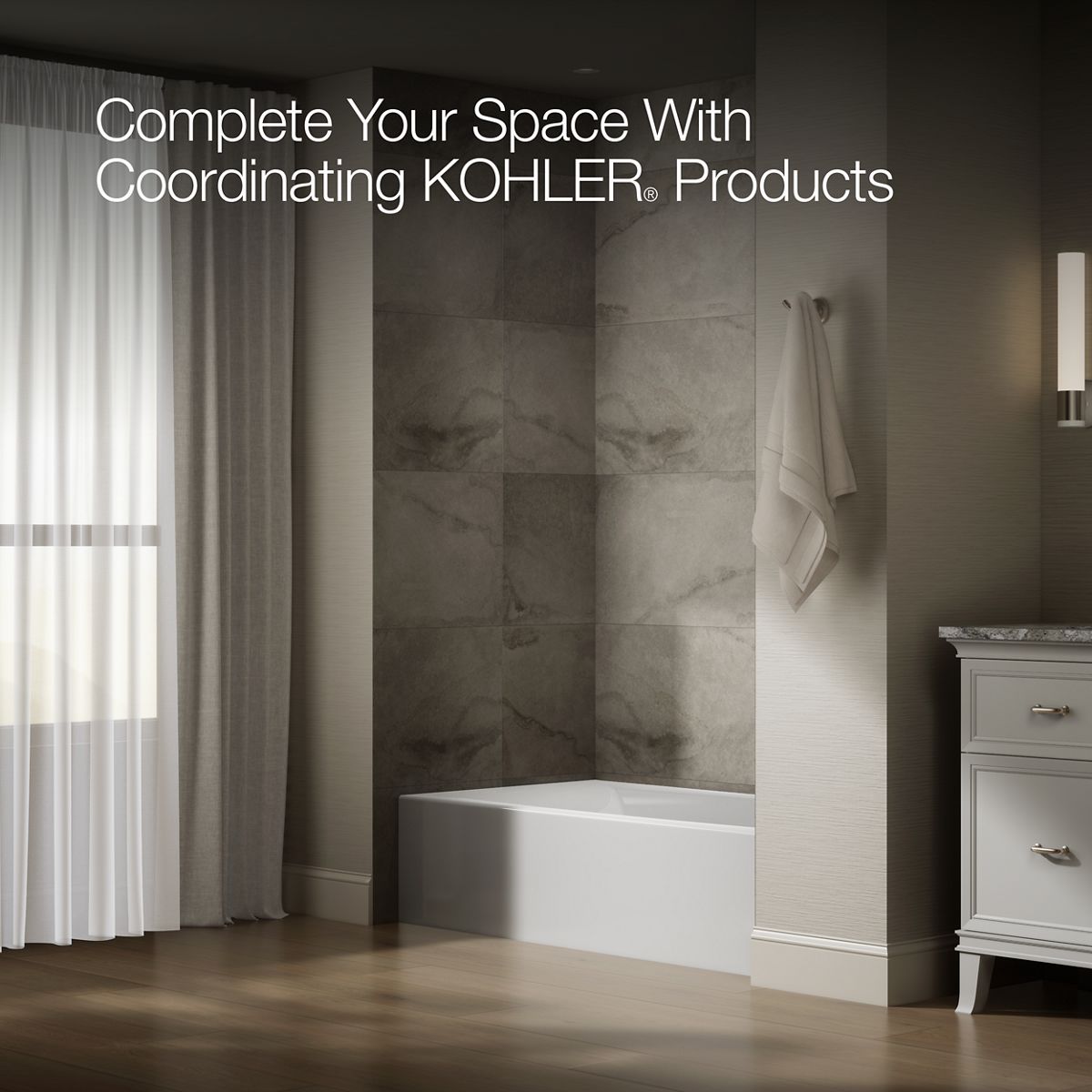 KOHLER K-26108-RA Entity 60" x 32" alcove bath with right drain