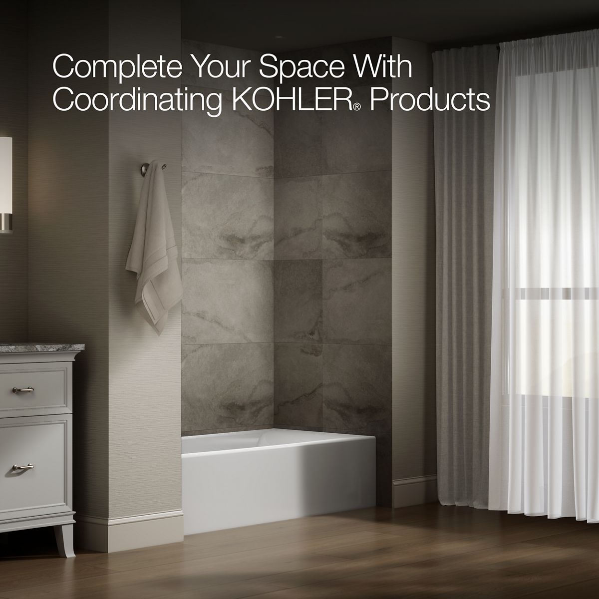 KOHLER K-26109-LA Entity 60" x 30" alcove bath, left drain