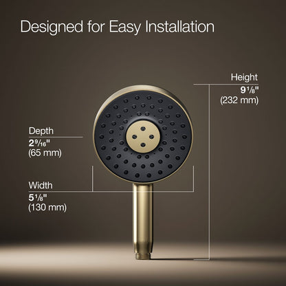 KOHLER K-26282 Statement Round three-function handshower, 2.5 gpm, vibrant french gold - view 5