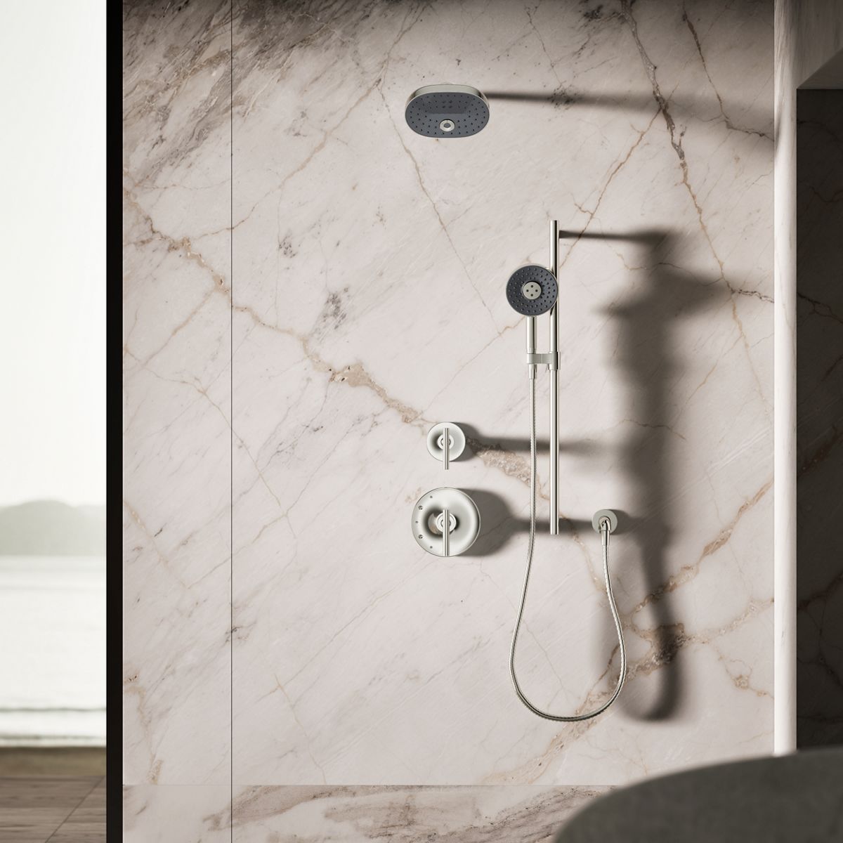 KOHLER K-26282-G Statement Round three-function handshower, 1.75 gpm