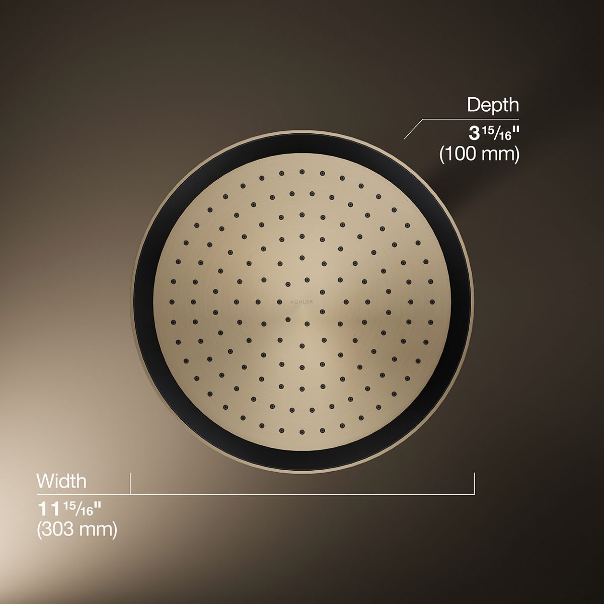 KOHLER K-26291 Statement® Round 12" Single-function Rainhead, 2.5 GPM, vibrant brushed bronze - view 5