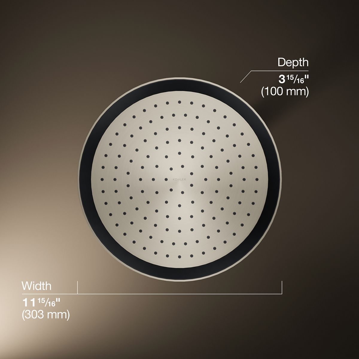 KOHLER K-26291 Statement® Round 12" Single-function Rainhead, 2.5 GPM