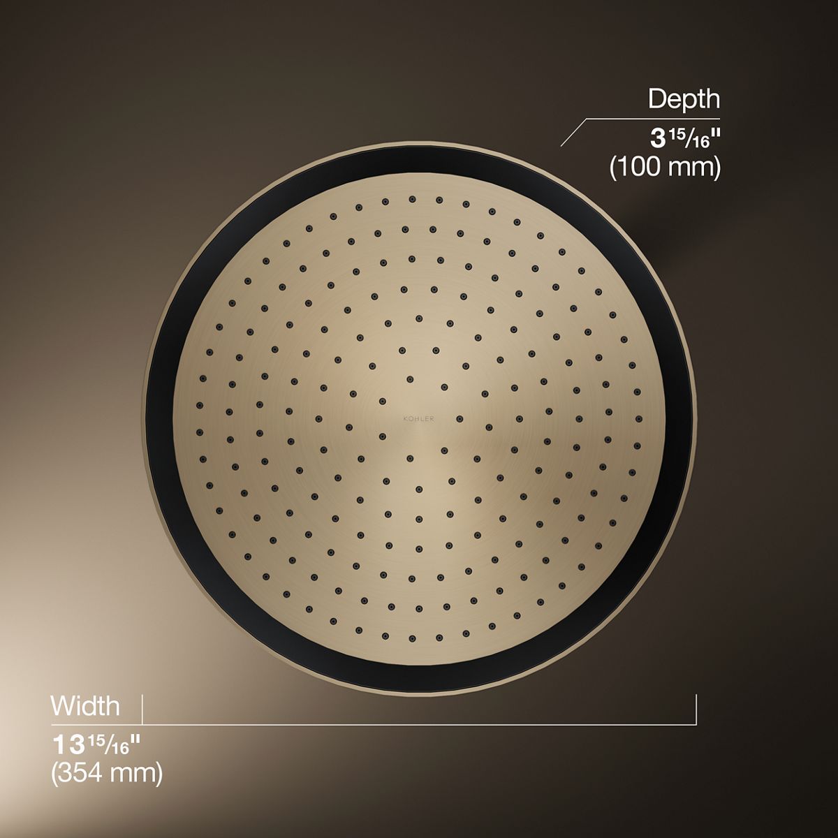 KOHLER K-26292 Statement® Round 14" Single-function Rainhead, 2.5 GPM, vibrant brushed bronze - view 5