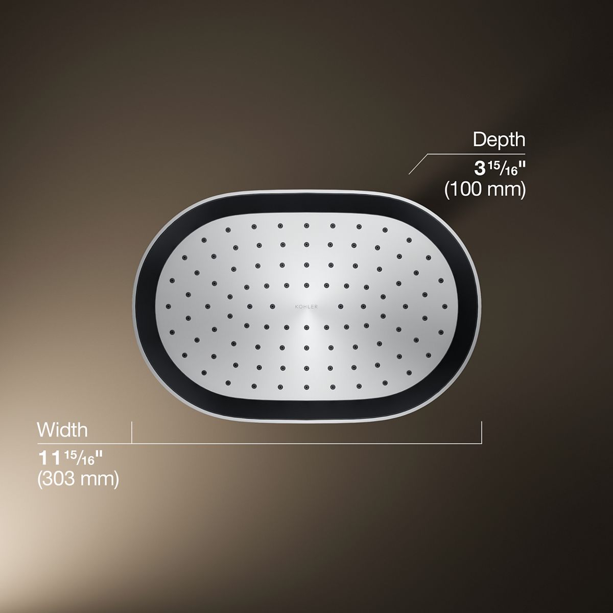 KOHLER K-26293 Statement® Oblong 12" Single-function Rainhead, 2.5 GPM