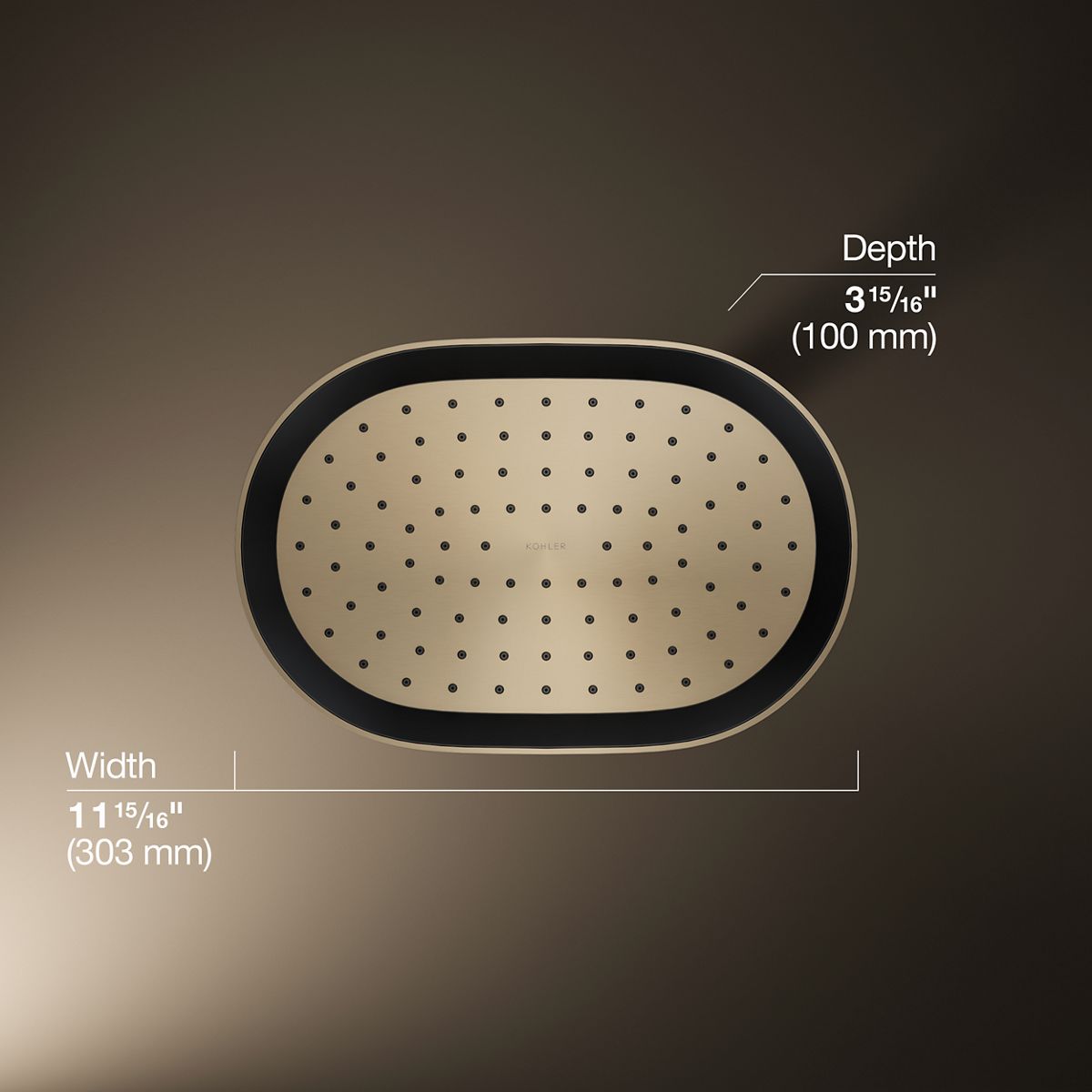 KOHLER K-26293 Statement® Oblong 12" Single-function Rainhead, 2.5 GPM, vibrant brushed bronze - view 5