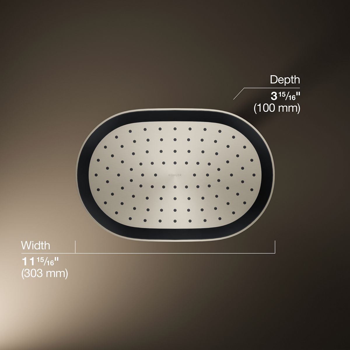 KOHLER K-26293 Statement® Oblong 12" Single-function Rainhead, 2.5 GPM