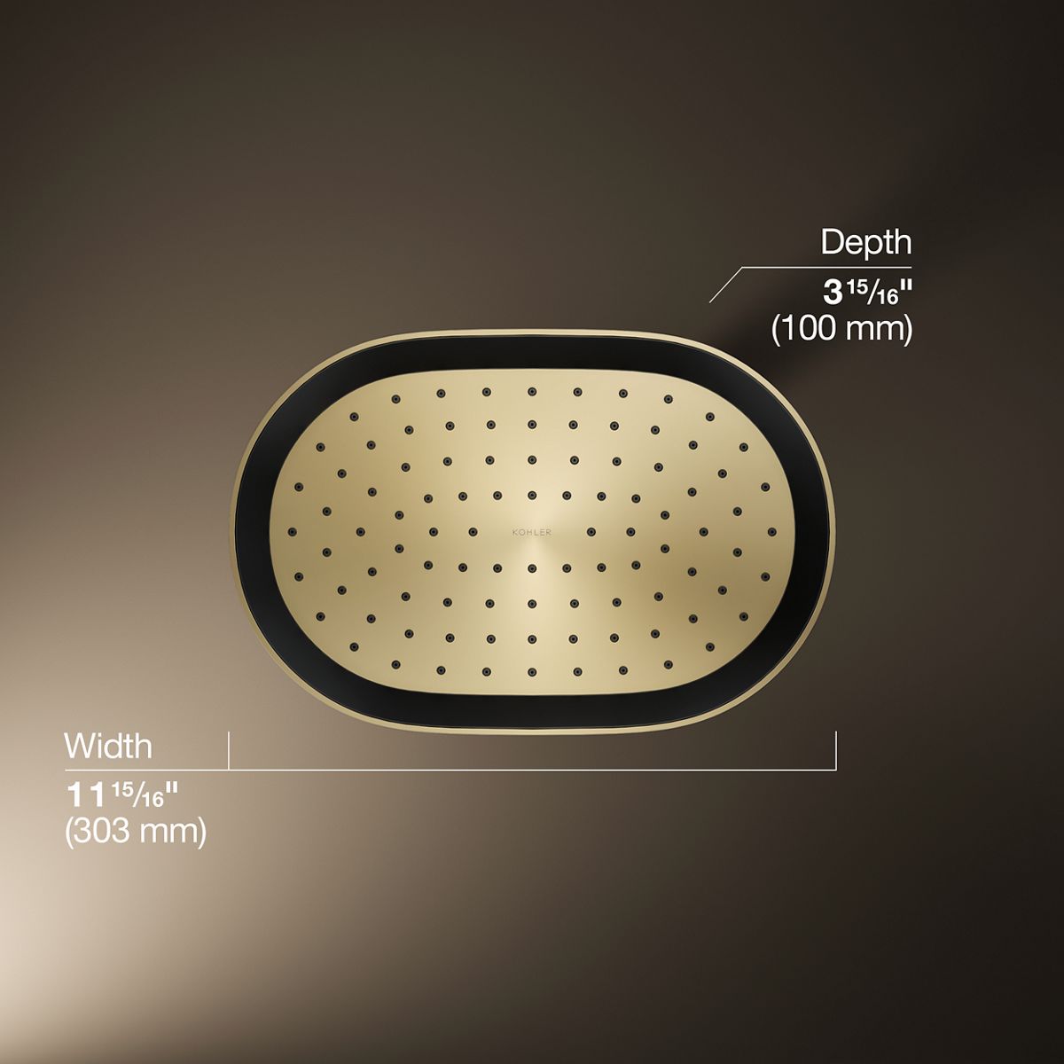 KOHLER K-26293 Statement® Oblong 12" Single-function Rainhead, 2.5 GPM