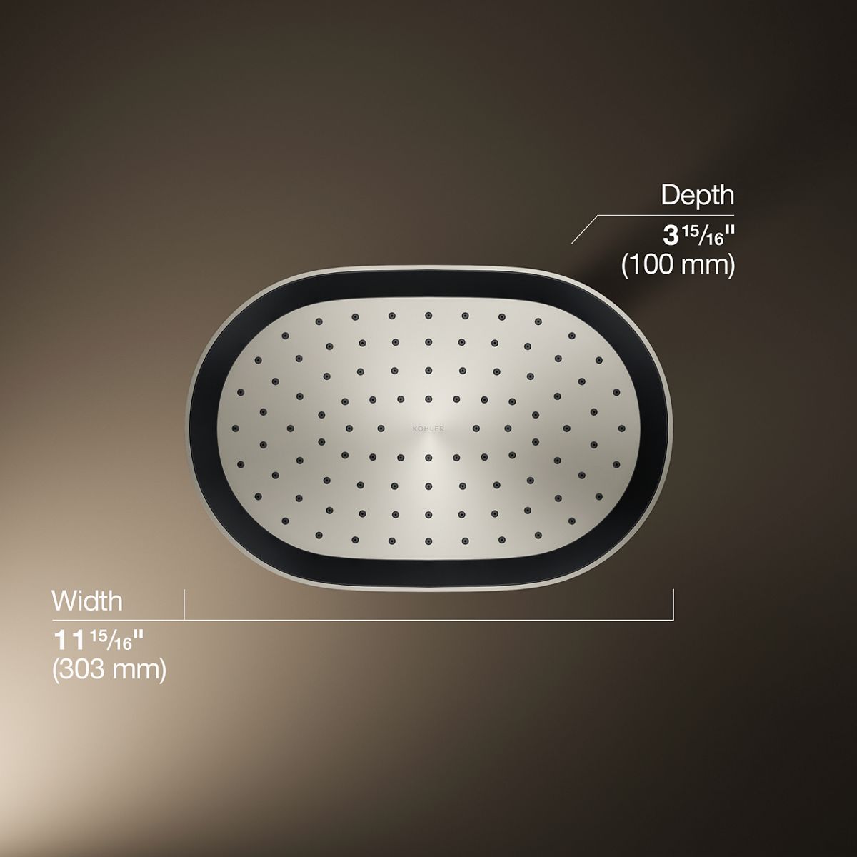 KOHLER K-26293 Statement® Oblong 12" Single-function Rainhead, 2.5 GPM