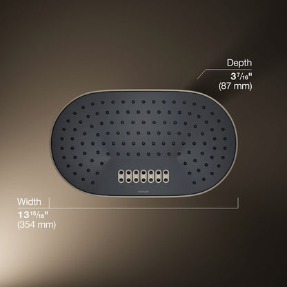 KOHLER K-26295-G Statement Oblong 14" two-function rainhead, 1.75 gpm