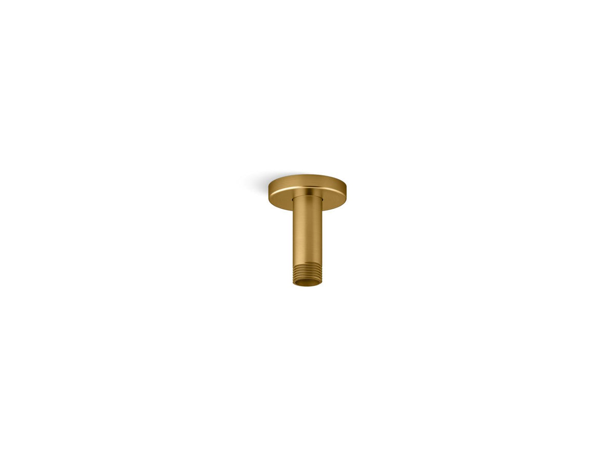 KOHLER K-26319 Statement 3" ceiling-mount single-function rainhead arm and flange, vibrant brushed moderne brass