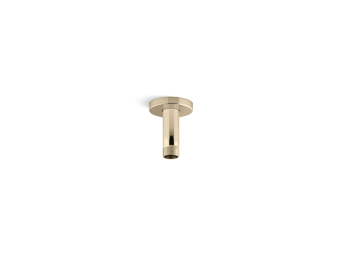 KOHLER K-26319 Statement 3" ceiling-mount single-function rainhead arm and flange, vibrant french gold