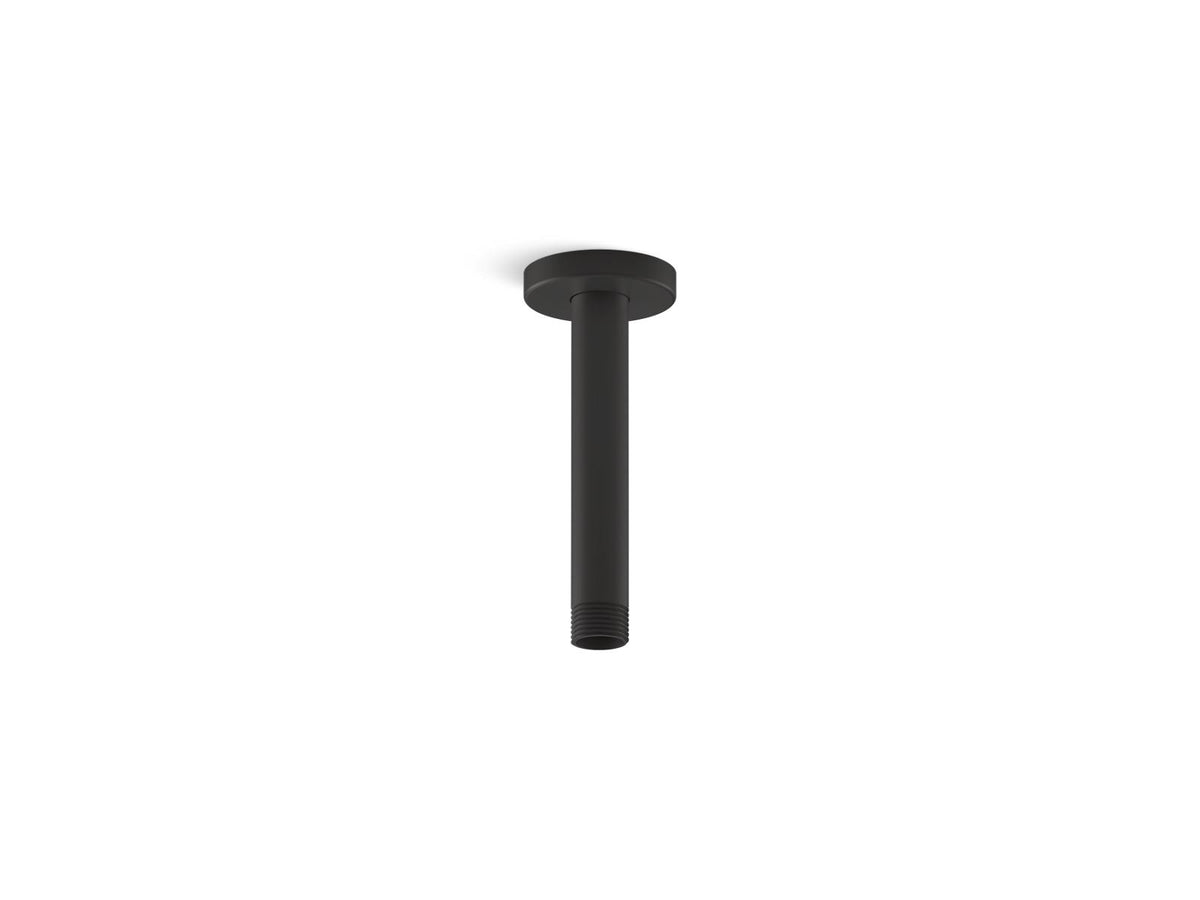 KOHLER K-26320 Statement 6" ceiling-mount single-function rainhead arm and flange, matte black