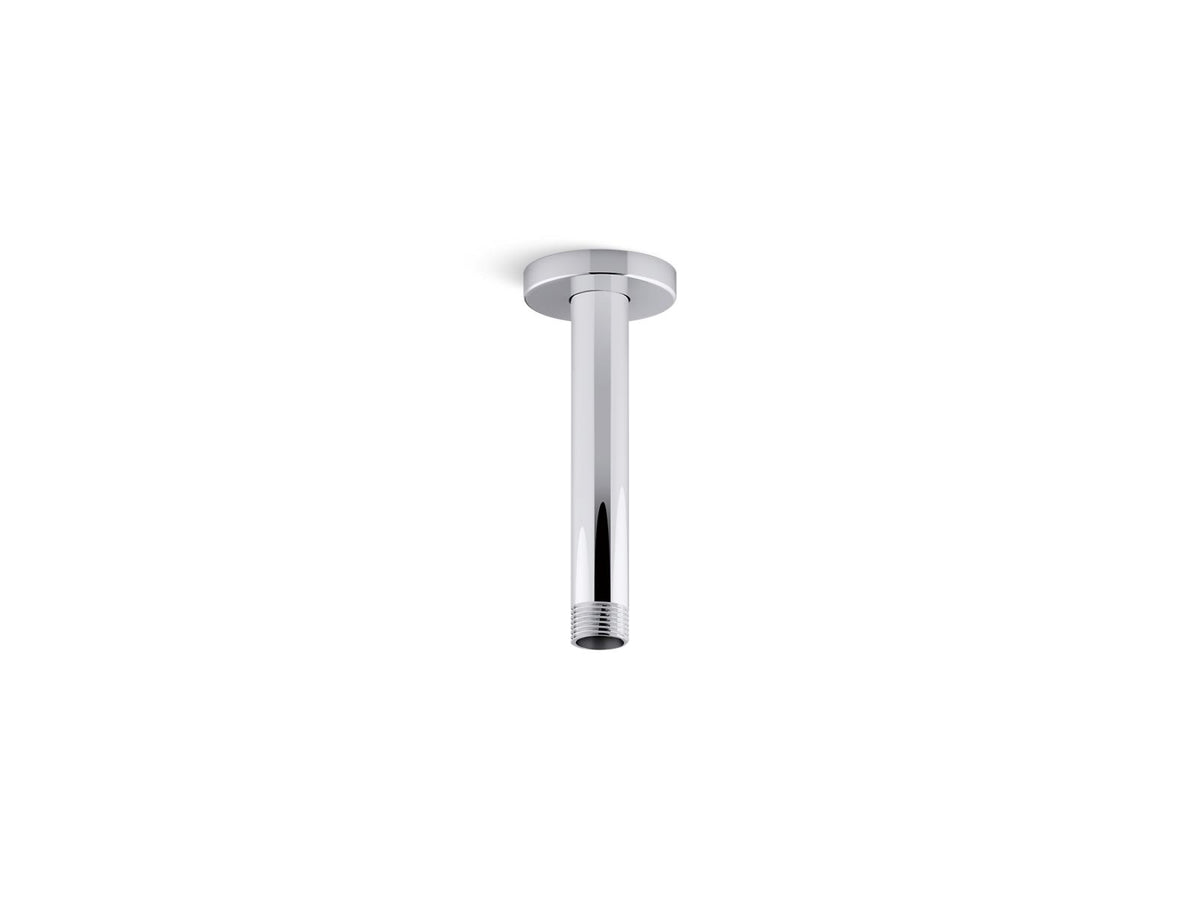 KOHLER K-26320 Statement 6" ceiling-mount single-function rainhead arm and flange, polished chrome