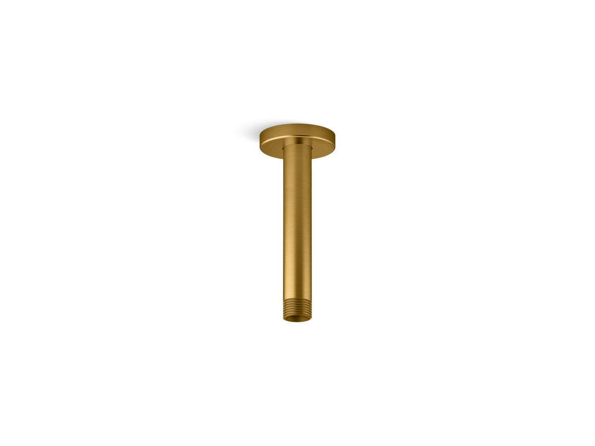 KOHLER K-26320 Statement 6" ceiling-mount single-function rainhead arm and flange, vibrant brushed moderne brass