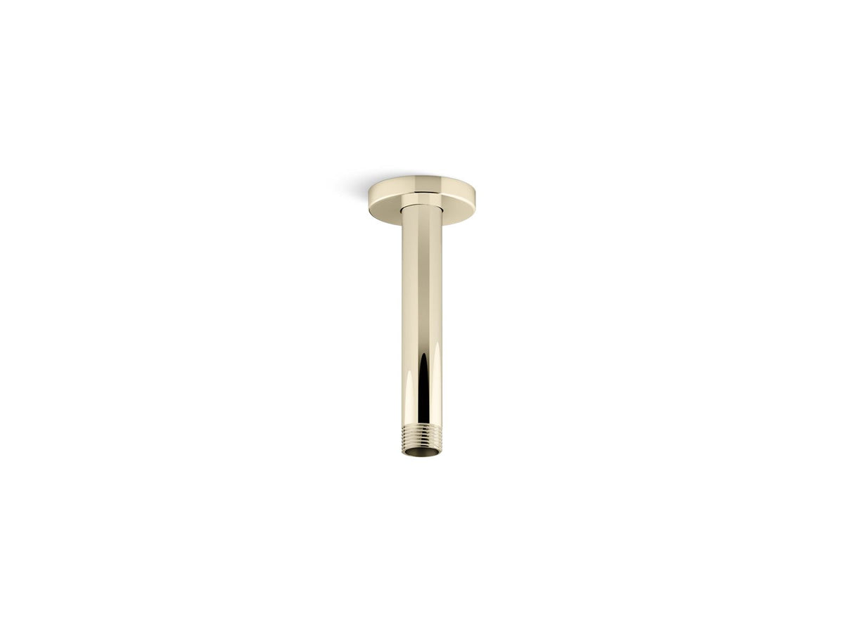 KOHLER K-26320 Statement 6" ceiling-mount single-function rainhead arm and flange, vibrant french gold