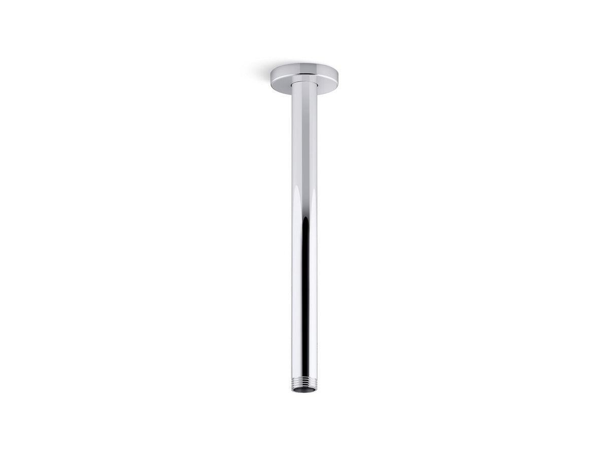 KOHLER K-26321 Statement 12" ceiling-mount single-function rainhead arm and flange, polished chrome
