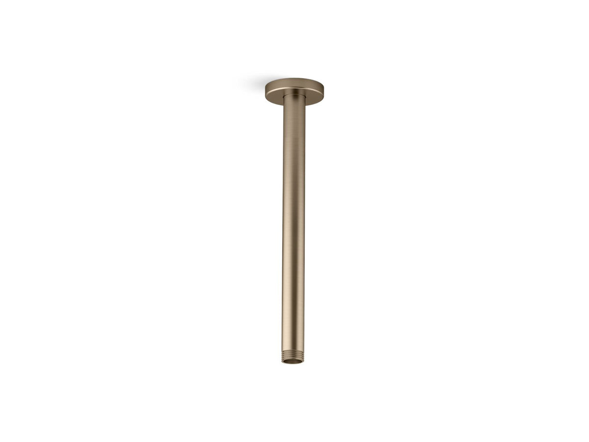 KOHLER K-26321 Statement 12" ceiling-mount single-function rainhead arm and flange, vibrant brushed bronze