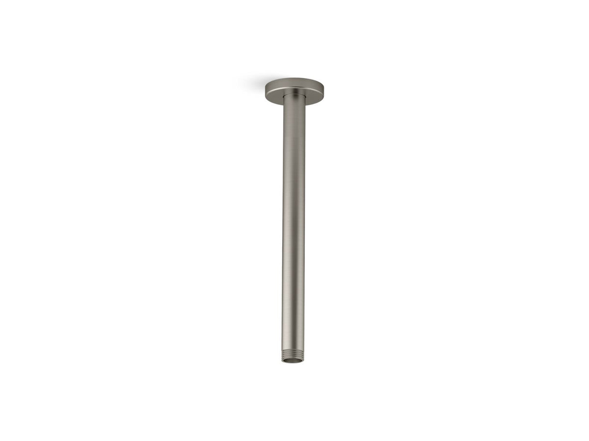 KOHLER K-26321 Statement 12" ceiling-mount single-function rainhead arm and flange, vibrant brushed nickel