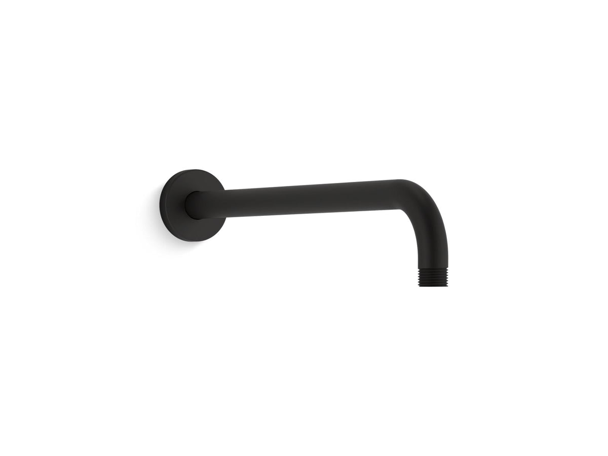 KOHLER K-26322 Statement 15-1/2" wall-mount single-function rainhead arm and flange, matte black