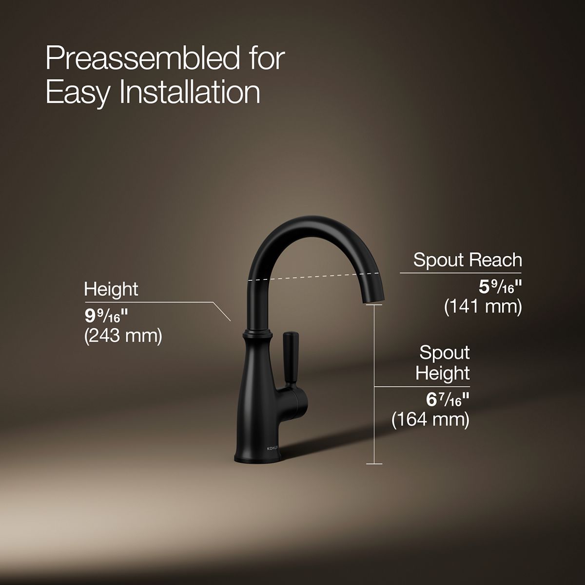 KOHLER K-26367 Traditional Beverage faucet, matte black - view 4