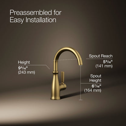 KOHLER K-26367 Traditional Beverage faucet, vibrant brushed moderne brass - view 4