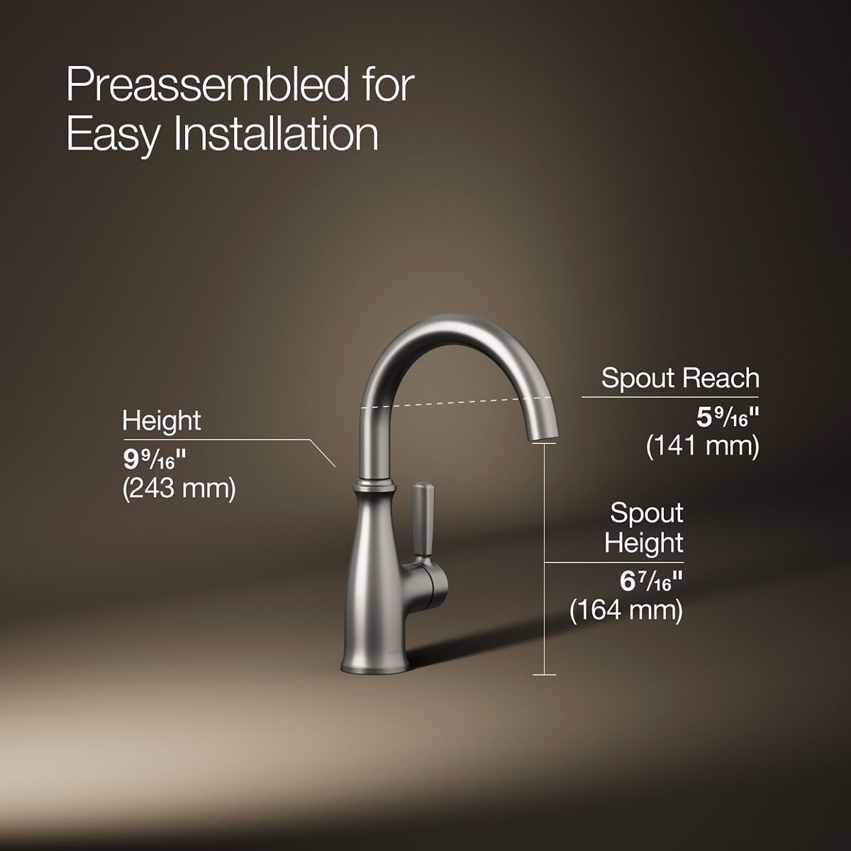 KOHLER K-26367 Traditional Beverage faucet, vibrant stainless - view 5