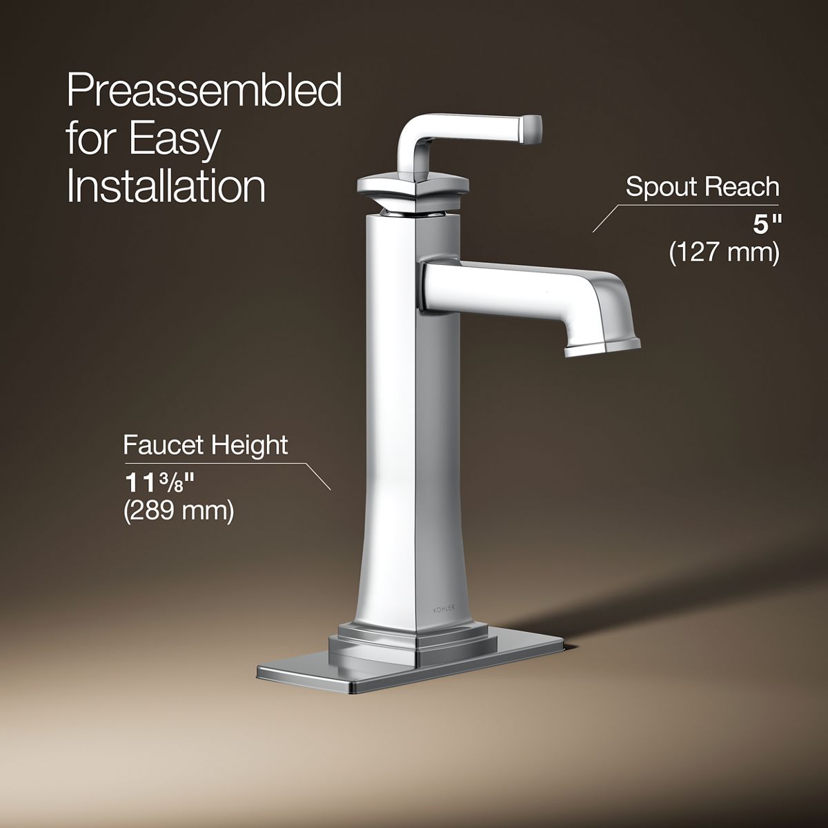 KOHLER K-26430-4 Riff Tall single-handle bathroom sink faucet, 1.2 gpm