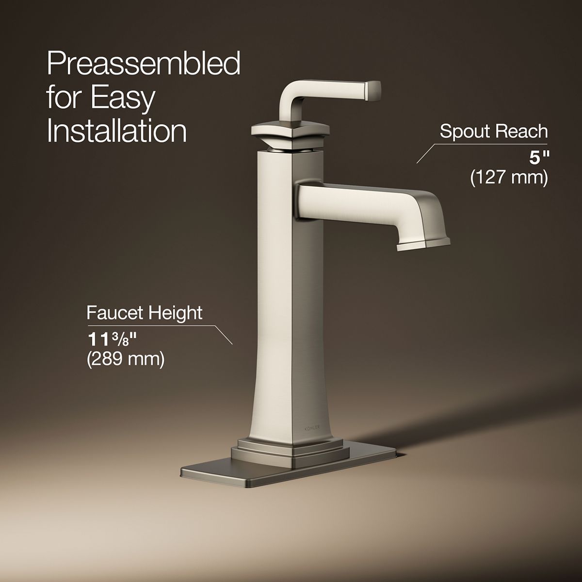 KOHLER K-26430-4K Riff Tall single-handle bathroom sink faucet, 1.0 gpm