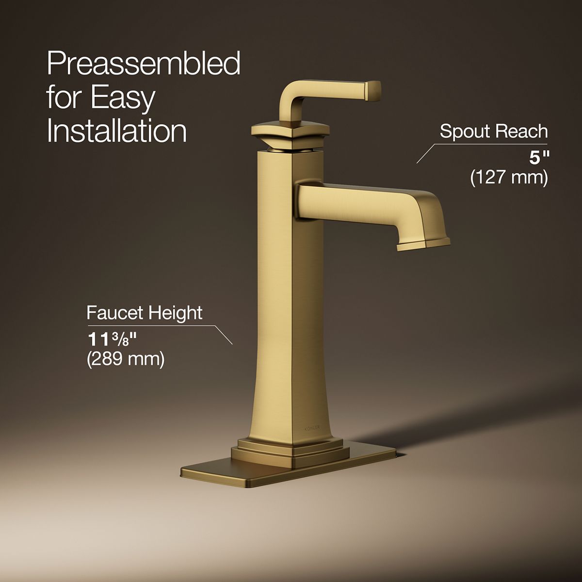 KOHLER K-26430-4N Riff Tall single-handle bathroom sink faucet, 0.5 gpm