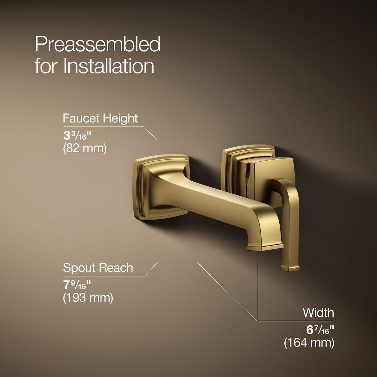 KOHLER K-26431-4 Riff Wall-mount single-handle bathroom sink faucet, 1.2 gpm
