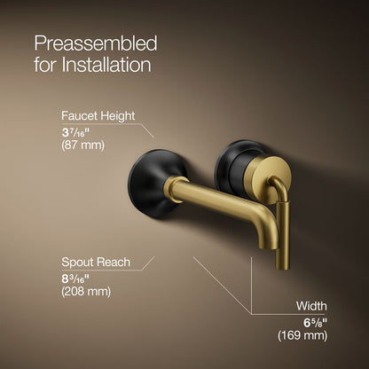 KOHLER K-26438-4 Tone Wall-mount single-handle bathroom sink faucet, 1.2 gpm