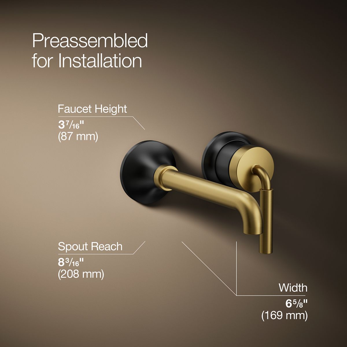 KOHLER K-26438-4 Tone Wall-mount single-handle bathroom sink faucet, 1.2 gpm