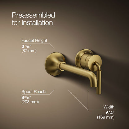 KOHLER K-26438-4 Tone Wall-mount single-handle bathroom sink faucet, 1.2 gpm