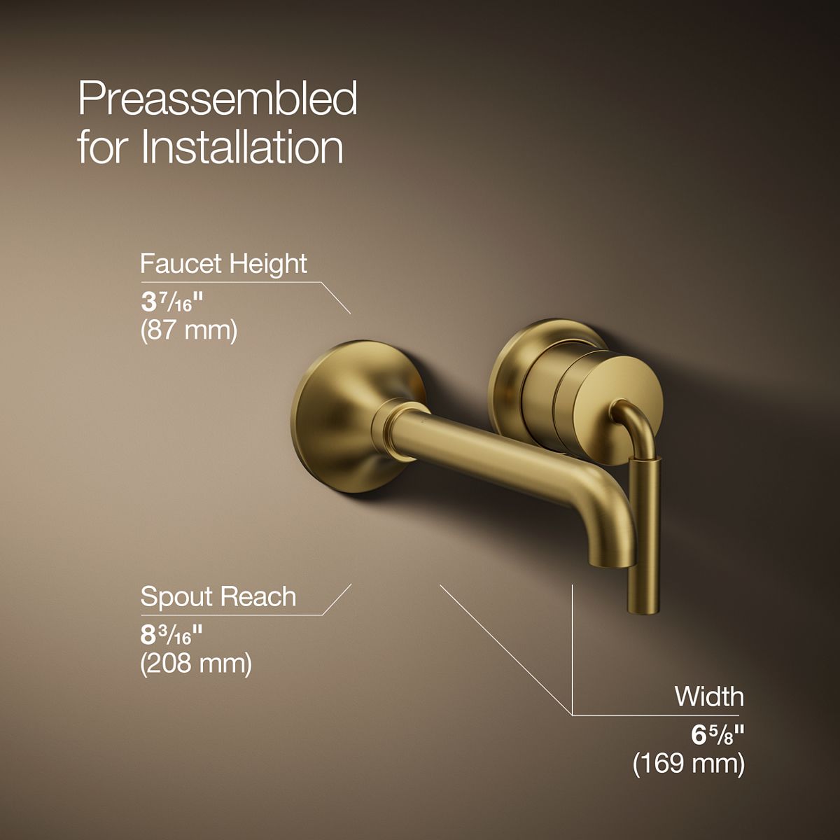 KOHLER K-26438-4 Tone Wall-mount single-handle bathroom sink faucet, 1.2 gpm