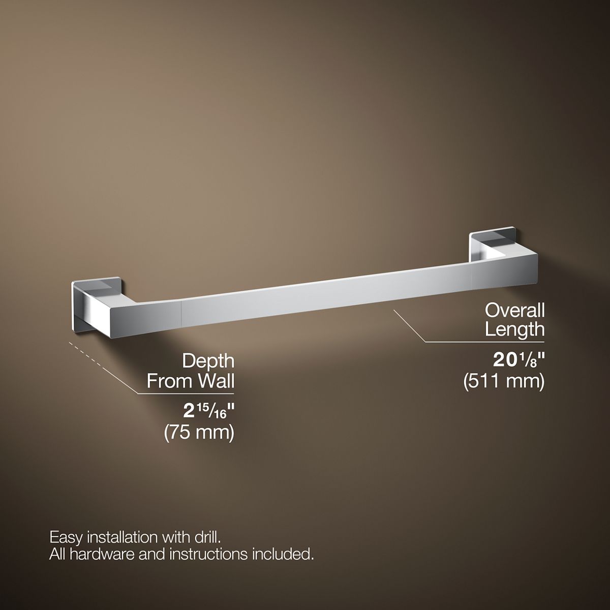 KOHLER K-26633 Honesty 18" towel bar