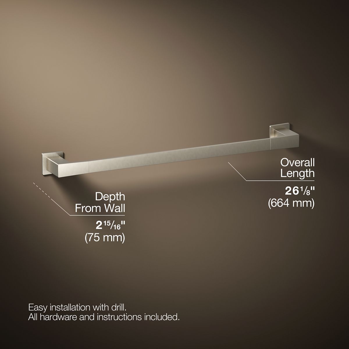 KOHLER K-26634 Honesty 24" towel bar