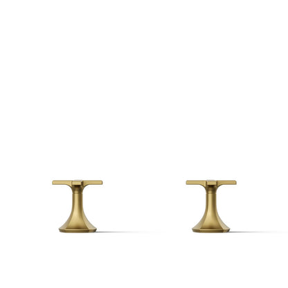 KOHLER K-27010-3 Occasion Cross bathroom sink faucet handles, vibrant brushed moderne brass - view 5
