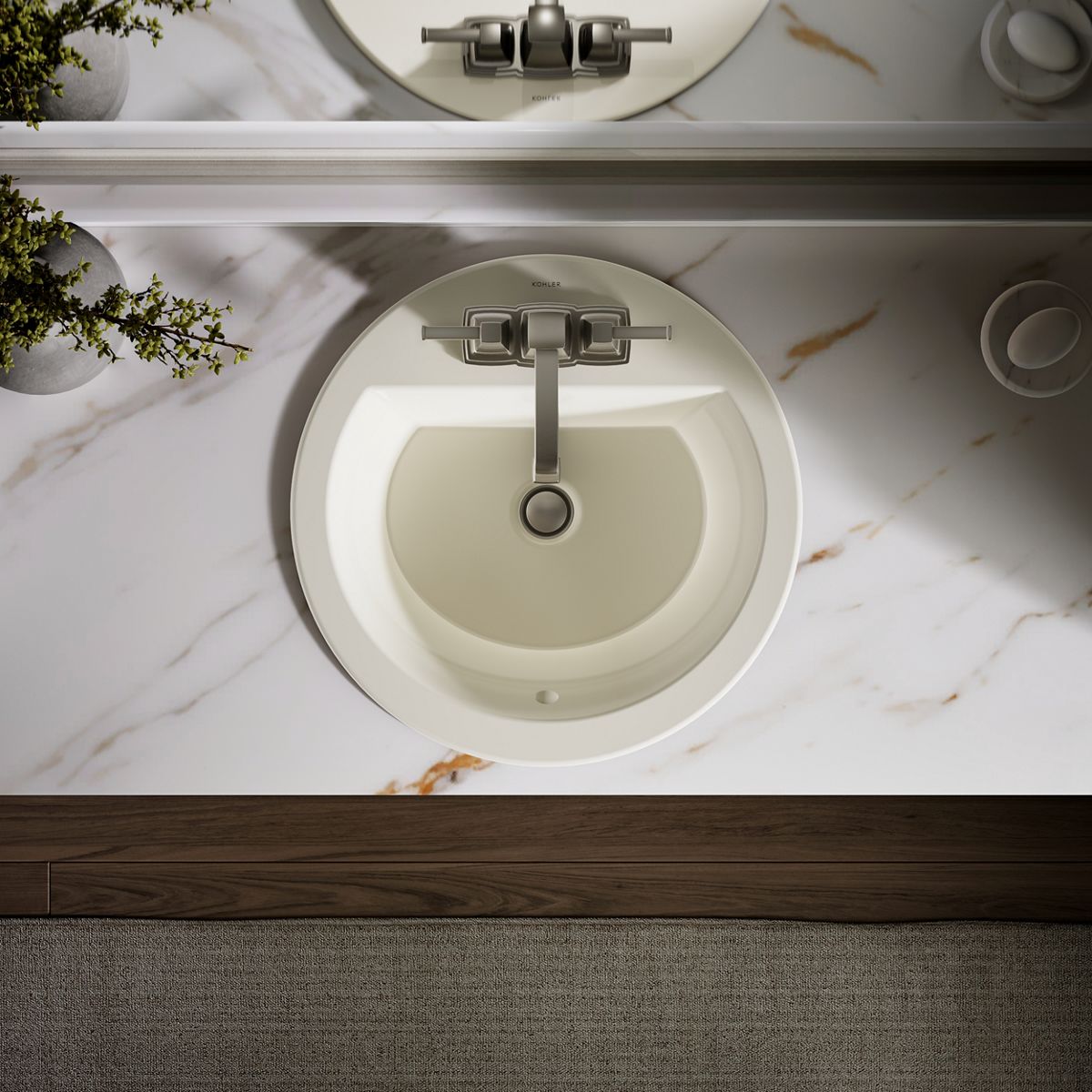 KOHLER K-2714-4 Bryant 19" round drop-in bathroom sink