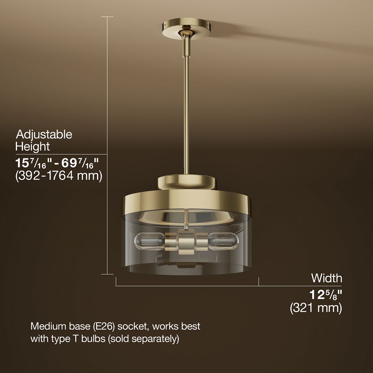 3/4 view of product with dimensions